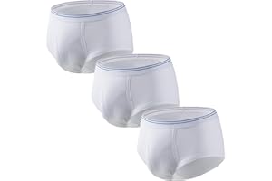 FAMI HELPER 3 Paquetes Calzoncillos de Incontinencia para Hombre, Lavables y Reutilizables Con 200ML Almohadilla Absorbente Blanco Talla M