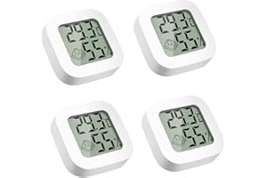 MAJOME Digital Thermometer Hygrometer innen 4 Stück, raumthermometer mini zimmerthermometer temperatur und luftfeuchtigkeitsmesser mit Schalter für Babyzimmer Wohnzimmer Büro Gewächshaus Messinstrumente