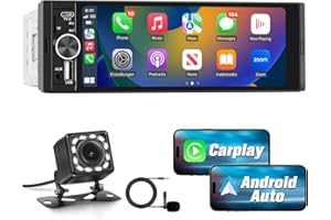 HEXINEX Autoradio 1 DIN CarPlay et Android Auto avec 6.36‘’ Écran Tactile HD/Bluetooth 5.0/Caméra de Recul Inclus/FM USB Type C/GPS/Airplay/Mirrorlink/Siri Commande Vocale