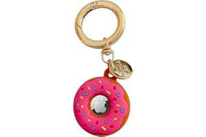 JOZMMZEOOA per Airtags Custodia in Tpu Morbido con Portachiavi,Mini Custodia per Airtags Tracker a Forma di Ciambella -Antigraffio,Lavabile,Anti-Smarrimento,Bel Design (Rosso rosa)