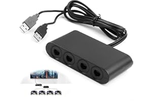Novstuf Game Cube Controller Adapter for Switch Wii U and PC USB, 3 in 1 Converter Game Controller Adapter 4 Port Support 4 Players Online at The Same Time Vibration Features No Delay