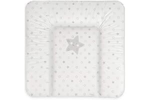 Ceba Baby® Matelas à Langer Bebe souple 85x72 cm - Matelas à langer epais lavable - pour garçons et filles - Certifié Öko-Tex - Imperméable - Étoiles Grises - 72x85 cm