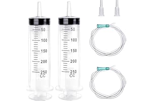 WEFINEST 2 Stück Großer Spritze 250ml 350ml 550ml, Plastikspritze mit Schlauch, Liquid Measuring Syringe, Dosierspritze für Industrie, Individually Sealed Spritze, Plastikspritze für Labor (250ml)