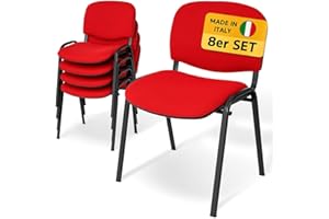 Topsit Lot de 8 Chaises Visiteur ISO Chaises de conférence empilables et Confortables avec Assise et Dossier rembourrés