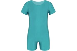 ranrann Enfant Garçon Justaucorps Gymnastique Manches Courtes Combinaison Danse Classique Body Sport Yoga Unitard Dancewear 4-14 Ans Couleur Unie