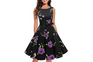Gardenwed Abito da Cocktail Vintage Senza Maniche Vintage da Ballo Anni '60 Anni '60 Rockabilly