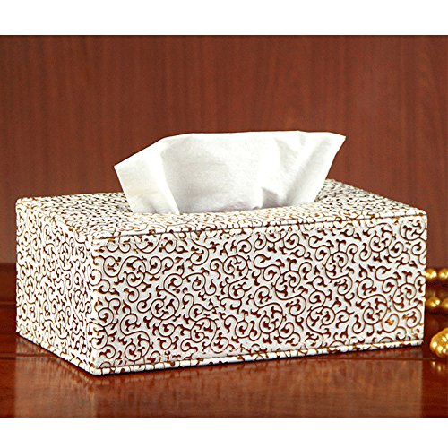 SOEKAVIA PU Leder Kleenex boxen Tissue Box Taschentücher boxen Kosmetikbox für Haus und Auto(Groß)-Gold - 2