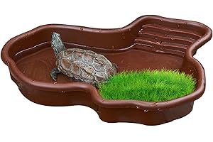 tongfeng Large Snake Water Bowl - Reptile Bathing Pool With Ramp And Basking - Aquarium Ornament For Turtle, Bearded Dragon, Gecko For Backyard, Balcony, Yard