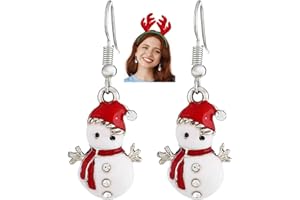 QZOSZ Orecchini Natalizi Donna, Orecchini Natale Donna Albero di Natale Fiocchi di Neve Pupazzo di Neve Pendenti, Gioielli Regali di Natale per Donne Ragazze Migliore Amica Colleghe