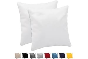Dreamzie Federa Cuscino (Set di 2) - Bianco Cotone - Per i Cuscini 80 x 80 cm - 100% Jersey di Cotone - Federa da Cuscino - Copri Cuscino per Letto - Fodera Protezione per Cuscino