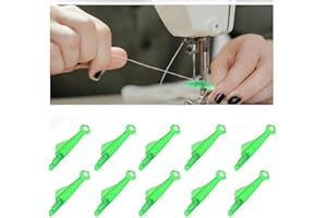 Aikeis 10 unidades de enhebrador de agujas para boca de pescado pequeño, enhebrador automático para máquina de coser, herramienta de enhebrado automático de anillo rápido (3,1 x 0,9 cm)