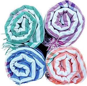 Fancyadda Cotton Bath Towel 250 gsm (Set of 4, Multicolour)