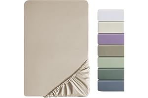 ‎SOULFUL SOULFUL Satin Spannbettlaken 200x200cm Baumwolle, 100% Langstapelige Baumwolle Bettlaken Spannbettlaken bis 25cm Matratzenhöhe für Allergiker Geeignet, Oeko-Tex Zertifiziert-Oatmeal