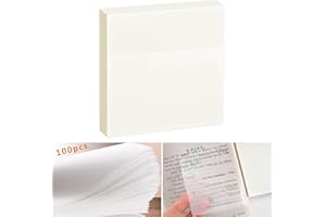 BOZKAA 100pcs Transparent Sticky Notes, 75 * 75mm,Transparent Self Adhesive Removable Stick Note Pads Perfect for Studying and Writing in Text Books, Apply to Office, Home & School