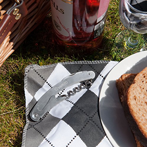 Savisto Luxus 4 Personen Picknickkorb mit komplettem Picknick-Set inkl. Teller, Besteck, Weingläsern, Kühltaschen und Weinkühler - 5