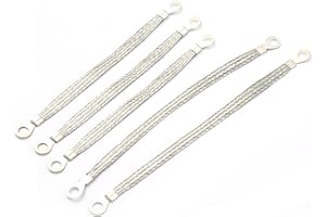 Bamyli 3 PCS 10in& 2 PCS 13in Professional Vehicle Grounding Straps, Car Jump Leads, Battery Strap, Universal Automotive Strap Ground Cable, Engine Earth Strap Ground Cable for Most Cars (Silver 5pcs)