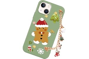 Yoedge Weihnachten Handykette Handyhülle für iPhone 14/iPhone 13 6,1" Hülle mit Band, Süß Weihnachts Muster Design Schutzhülle, Weich Silikon TPU Stoßfest Christmas Case Cover für iPhone 13, Grün