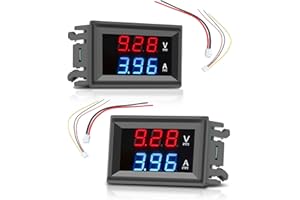 diymore Woltomierz cyfrowy amperomierz 2 szt. DC 100 V 10 A LED woltomierz prądu miernik woltowego wzmacniacz niebieski + czerwony podwójny kolorowy wyświetlacz multimetr miernik natężenia prądu woltowego wzmacniacz panel miernika