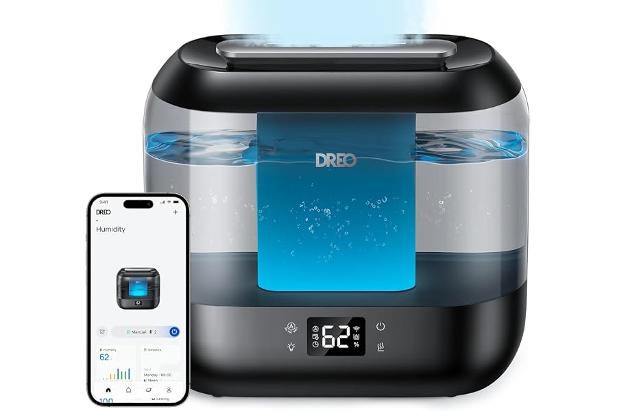 Dreo Humidificador inteligentes para dormitorio, humidificador de vapor frío de 4 litros con difusor de aceite y luz noc