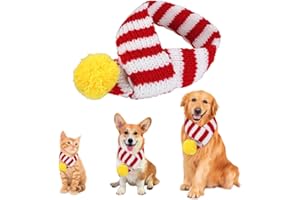 ZTA Dog Knitted Scarf for Dogs Cats Santa Red White Scarf Winter Neck Warmer Pet Apparel Costume (Small)