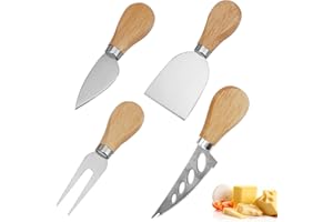 RZMZBY Juego de Cuchillos de Queso, Mini Cuchillos de Queso, 4 Piezas de Acero Inoxidable para Cocina Mini Cuchillo de Queso con Mango de Madera Mangos Ergonómicos para Tarta Postre Queso Ensalada