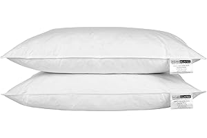 HOMESCAPES - Para poduszek z białego kaczego pióra - jakość domu towarowego - ochrona przed roztoczami - nadaje się do prania - średnio miękka twardość - 100% bawełniana poszewka puchowa - certyfikat