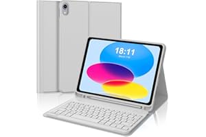 JADEMALL Coque Clavier pour iPad 11 EME Generation A16 2025 11 Pouces/10 EME Generation 10.9" 2022, AZERTY Français Clavier Bluetooth Détachable pour iPad A16 11/10 ème Génération, Gris Clair