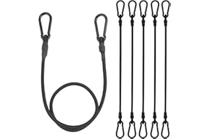 LTSTORE Tendeurs Elastique,Sandow Elastique 100CM Pack de 6 Tendeurs Robustes de 8 mm de Diamètre avec Mousqueton,Tendeur Crochet Noir.