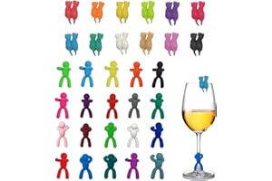 Tashce Segnabicchiere Silicone 32 Colori, Segnabicchieri Colorati, Marcatori per Bicchieri da Vino Riutilizzabili Marcatori, Identificatore del Bicchiere di Vino per Feste Bar Bicchieri Vino Cocktail