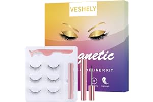 VESHELY Ciglia Magnetiche,3 Paia Ciglia Finte Magnetiche,3D Ciglia Finte Naturali con Eyeliner Applicatore Kit Senza Colla e Riutilizzabili