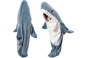 QUSLLIS Shark Blanket - Hai Decke - aus Superweichem, Gemütlichem Flanell mit Kapuze, Hai Overall, Hai Deckenkapuzenpullover, Hai Schlafsack Tragbare Decke für Erwachsene und Kinder