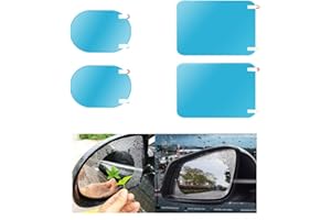 REQAG 4 szt. folia lusterka samochodowego, odporna na deszcz, mgłę lusterka, boczne okno lusterka samochodowego i lustrzana folia ochronna (owalna i kwadratowa)