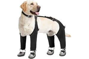 GENERIC Bottes à bretelles imperméables pour chien – Raquettes de neige pour l'hiver – Pantalon anti-saleté avec chaussures – Pantalon à bretelles réglables pour la marche en plein air et protections de
