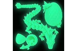 HSHDUTI 3D Printed Dragon Egg, Mystery Articulated Crystal Dragon Egg Fidget Toys and Decoration, 3D Print Surprise Animals Toy for Kid Teen Boy Girls Christmas Birthday Graduation Gift (Glow in the Dark)