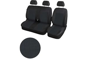 IVATECH Camionetka, Housses de sieges, Housse Couverture Couvre Sieges pour Camion Camionnette Van Bus 2 + 1 Noir Gris