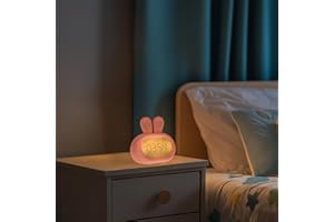 M mimotec - Despertador Infantil con Luz Nocturna Rabbit, Temperatura Cálida 3000K, diseño original, ideal para uso infantil con acabado Rosa. LM9205