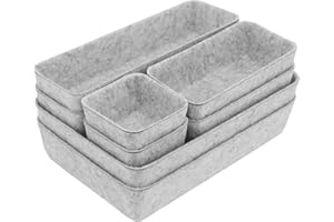 lisetar 8-Piece Drawer Organiser Set, Eco-Friendly Felt Material Desk Organiser Drawers, One-Piece Makeup Drawer Organiser, for Desks, Makeup, Wardrobes, and Storage (Style2-white)