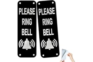 SINMAO Door Number Plaques For Wall-Please Ring Bell,Brushed Metal Aluminium Signage,50mm×150mm Small Ring Stickers