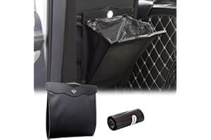 WOOWAIR Magnetische Auto-Mülleimer, Hochwertiges Wasserdichter PU-Leder Auto-Mülleimer, Auto-Rücksitz Fahrzeugmüllbehälter, Mehrzweck Hängend Auto-Mülltüten für Auto/SUV/Truck, Küche, Büro (mit LED)