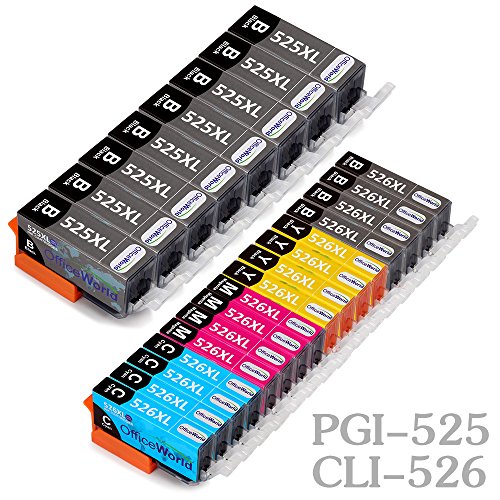 OfficeWorld Kompatible Patronen Ersatz für PGI-525 CLI-526 Tintenpatronen (8PGBK, 4BK, 4C, 4M, 4Y) Kompatibel für Pixma MG5250 MG6250 MG5350 MG6150 MG5200 IX6550 MG5150 IP4850 iP4950 MG6100 MG8150 MG8250 MX895 iP4800 MX715 MG5300 IX6250 MX882 iP4840 MG6120 MG6220 MG8220 MG5100 MG5120 MG8120 MG8170 MX885 - 2