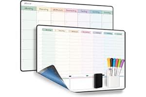 MCCORL Whiteboard Wochenplaner+Monatsplaner abwischbar selbstklebend für die Wand, Glas, Holz und Kühlschrank (jede glatte Oberfläche) Familienplaner,Stundenplaner,Haushaltsplaner auf Deutsch