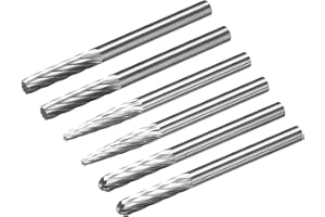 sourcing map Tungsten Carbide Rotary Files 1/8" Shank, Single Cut Cylindrical Radius End Rotary Burrs Tool 3mm Dia, for Grinder Drill Bit Alloy Steel Hard Metal Carving Polishing, 6pcs