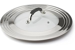 WishDirect Coperchio Universale per 28 – 38 cm Pentole, Padelle, Woks, Casseruole, Coperchi in Vetro per Padella, Pentola, Coperchio Universale con Manico in Silicone Resistente al Calore