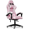 bigzzia Ergonomic Gaming Chair - Gamer Chairs with Lumbar Cushion + Headrest, Height-Adjustable Office & Computer Chair for Adults, Girls, Boys (Without footrest, Pink)