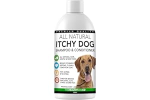THE HEALTHY DOG CO All Natural Shampoo per Prurito di Cani | Patchouli 500ml | Shampoo Sollievo da Prurito e Allergie | Ipoallergenico per Cani con Cute Sensibile | Aiuta nel Trattamento di Prurito, Lesioni e Ferite