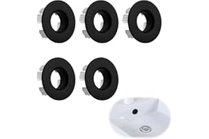 5 tapones redondos de rebosadero, MYLERCT anillo de desbordamiento de lavabo, cubierta de rebosadero con cobre, para reemplazar el orificio de la cocina en la bañera (negro)