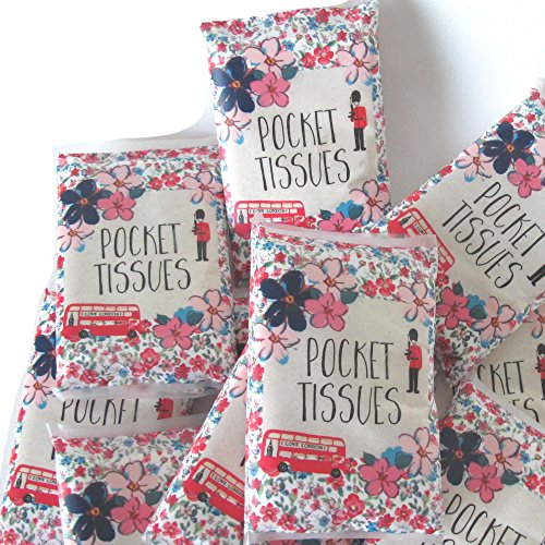 Humble Vintage I Love London Floral Pocket Tissues 12 packs of 8 tissues Plain White