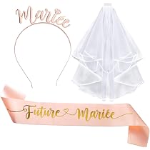 Bracelets EVJF Bomtop - 16 Pièces Silicone (1 Future Mariée + 15 Team EVJF) - Blanc Et Rose - Accessoire Enterrement Vie Jeune Fille