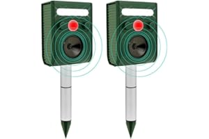 XIAXIA 2x Ultradźwiękowy odstraszacz zwierząt, wodoszczelny, z czujnikiem ruchu PIR, częstotliwość 12,5 – 25 kHz, błysk do odstraszania kotów, psów, ptaków, lisów, szczurów, kun