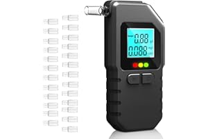 CUBTEM Alkoholtester mit Zwei Sensoren, Tragbarer Promillemessgerät mit Digitaler LCD-Anzeige, Professioneller Alkoholtester Polizeigenau für Den Persönlichen und Professionellen Gebrauc mit 25 Mundstücke